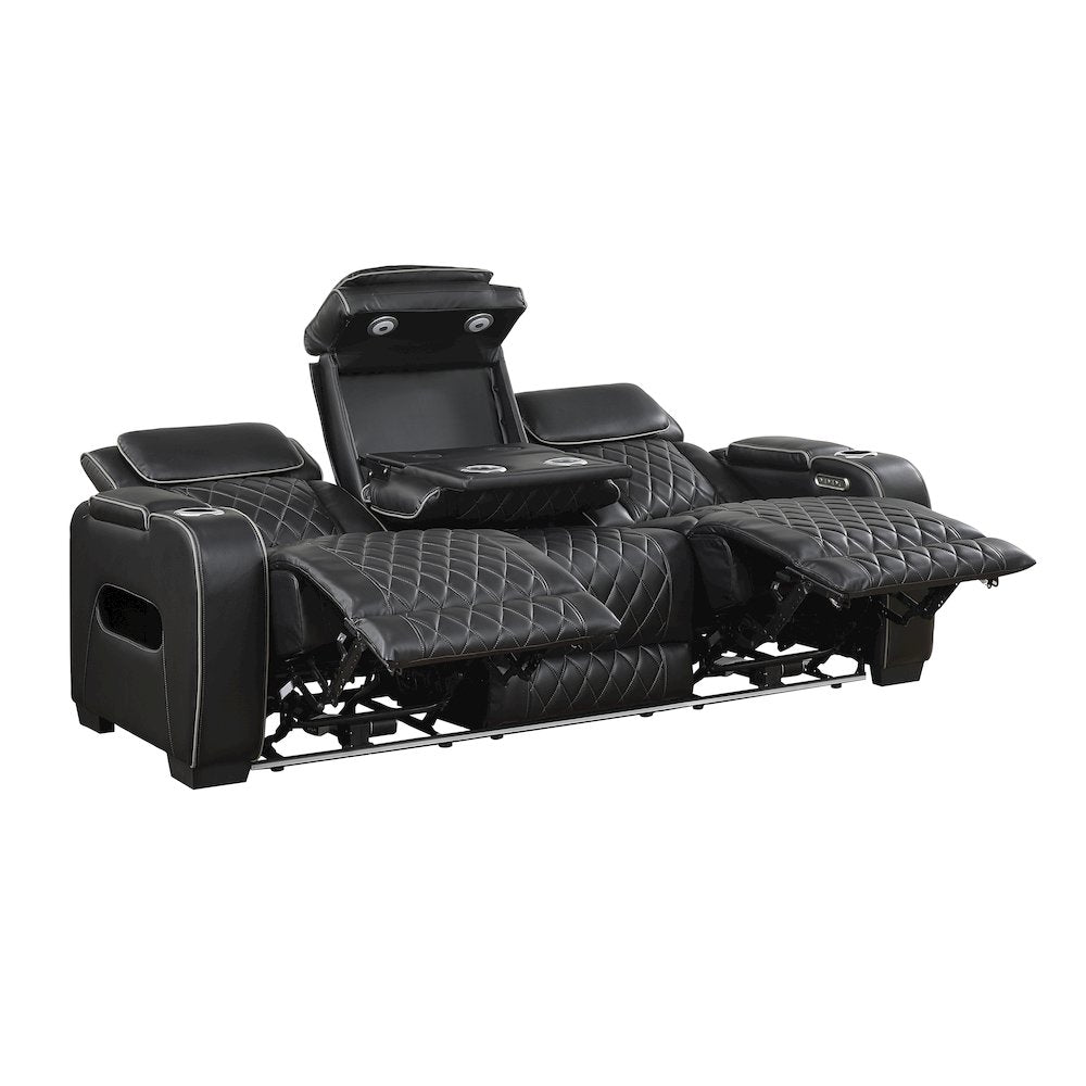 Fairway Faux Leather 3PC Power Double Reclining Sofa in Black