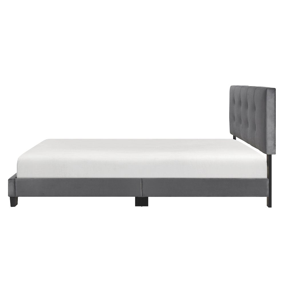 Newberry Velvet Queen Platform Bed, Dark gray color in Dark gray