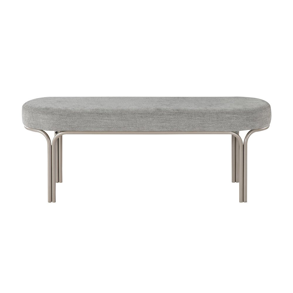 Waldon Chenille Bench in Gray