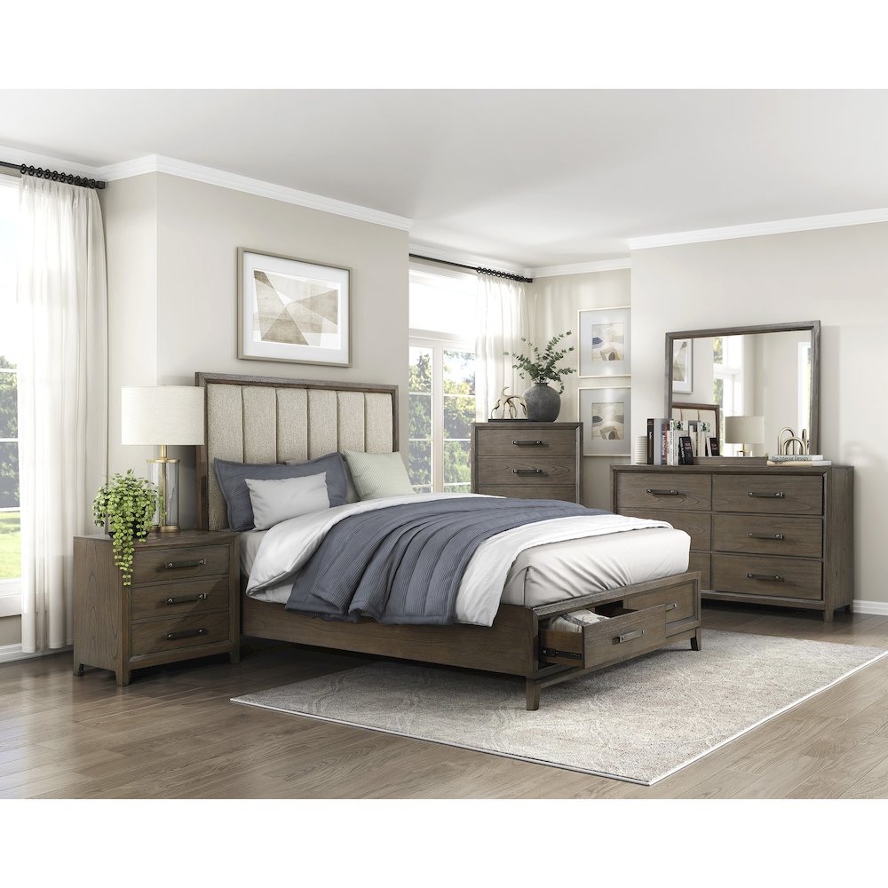 Aris Asian Hardwood California King Platform Bed in Dark Walnut