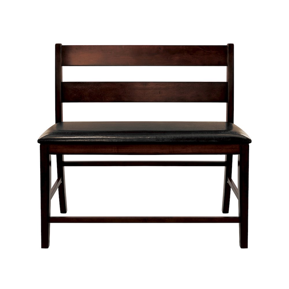 Mantello Wood Counter Height Dining Bench with Back  in Dark brown