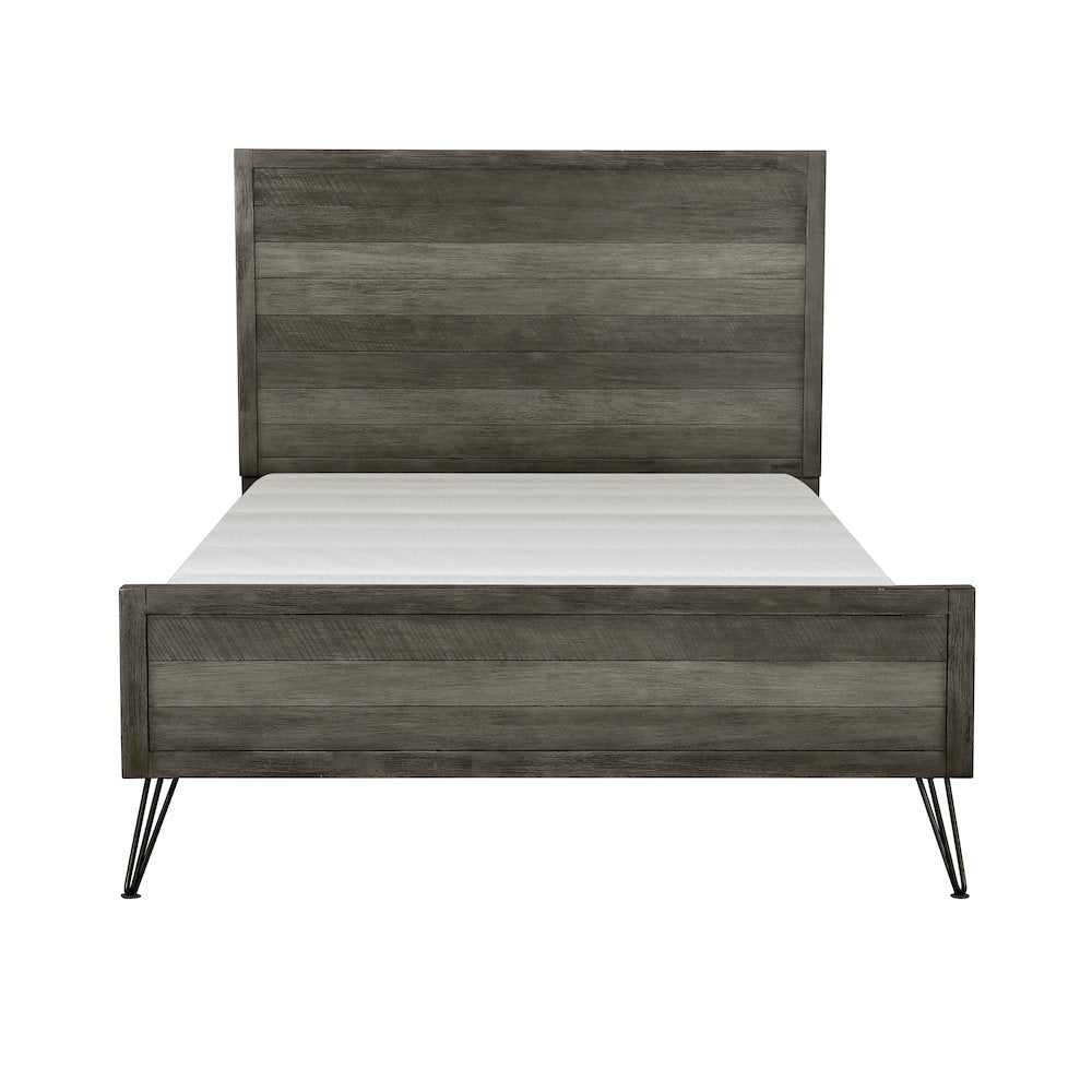 Urbanite Asian Hardwood California King Bed in 3 Tone Gray