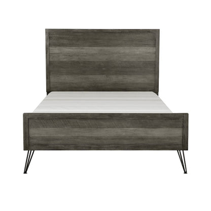Urbanite Asian Hardwood California King Bed in 3 Tone Gray