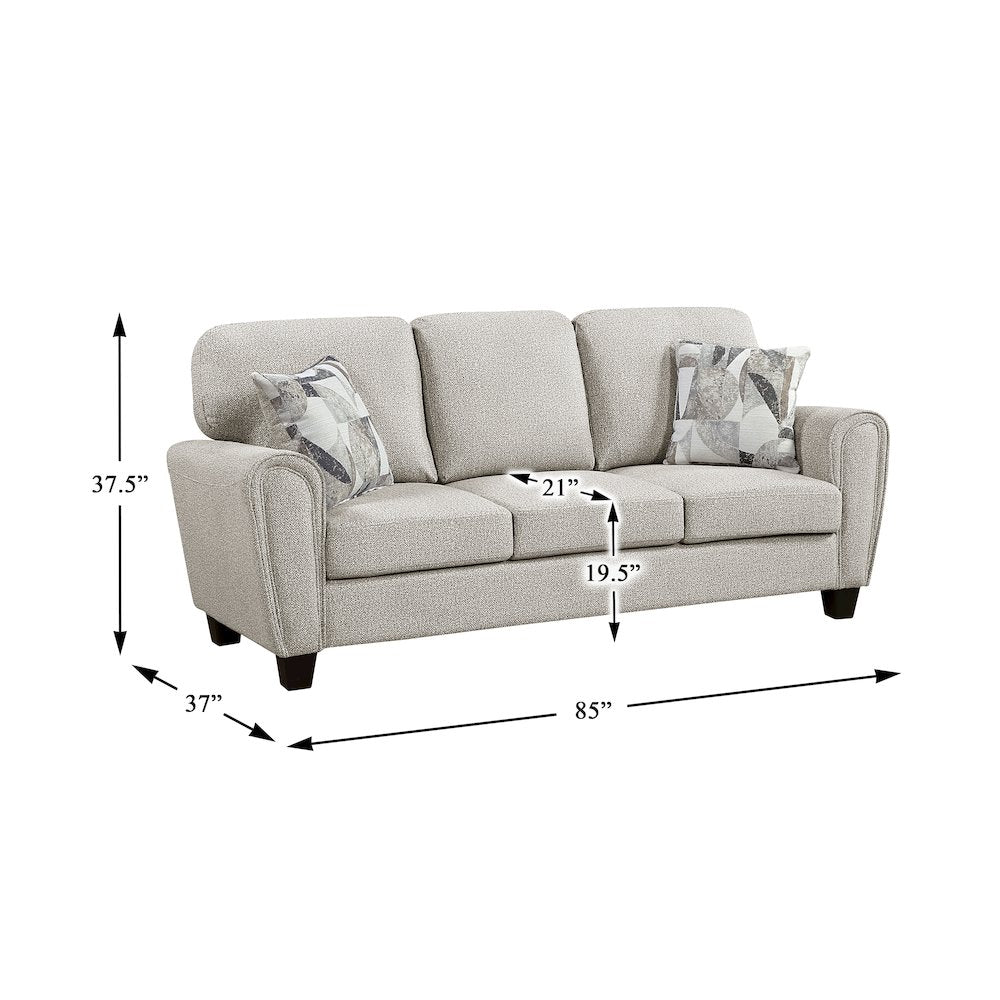 Lemond Chenille 2pc Set: Sofa, Love in Gray