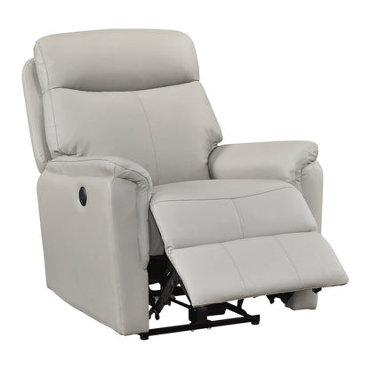 Leif Leather Power Reclining Chair in Light Gray