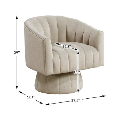Lonita Velvet Swivel Chair in Taupe