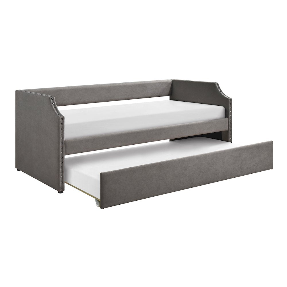 Shiloh Textured Daybed with Trundle in Dark Gray