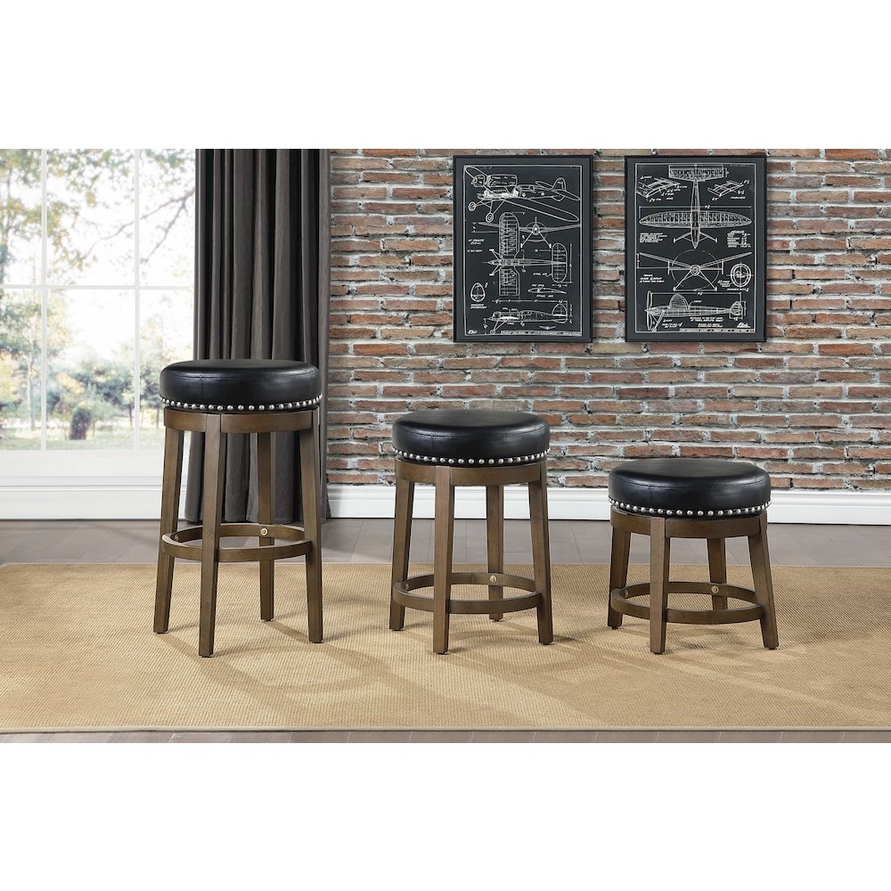 Westby Solid Wood 29" Round Swivel Stool, Set of 2 in Black