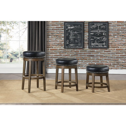 Westby Solid Wood 29" Round Swivel Stool, Set of 2 in Black