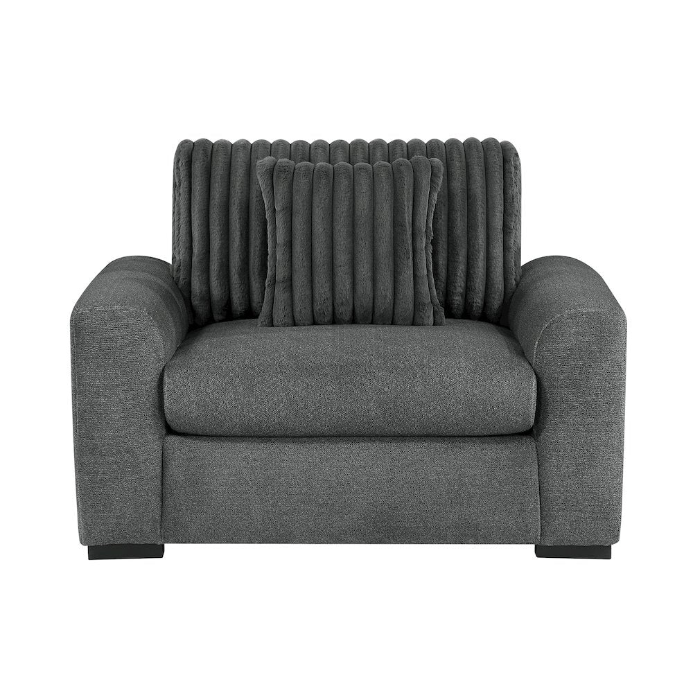 Athena Textured 3pc Set: Sofa, Loveseat, Chair in Dark Gray
