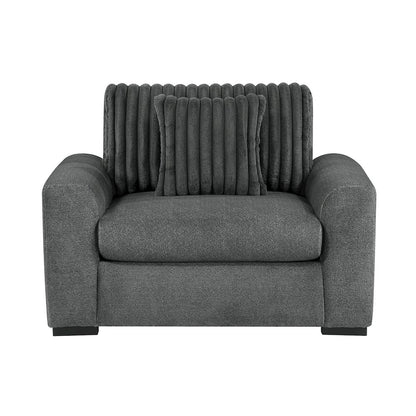 Athena Textured 3pc Set: Sofa, Loveseat, Chair in Dark Gray