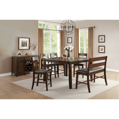 Mantello Wood Veneer Counter Height Dining Room Table in Cherry