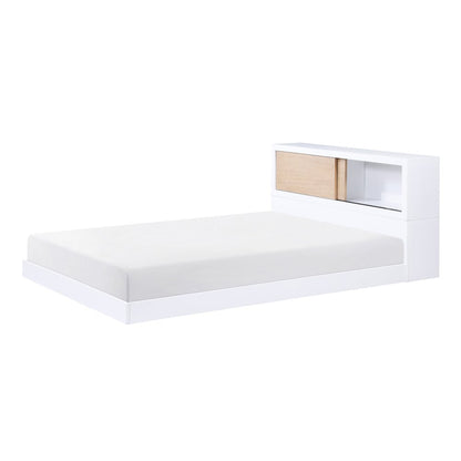Asker Asian Hardwood Full Bookcase Bed in 2-Tone (White and Natural)