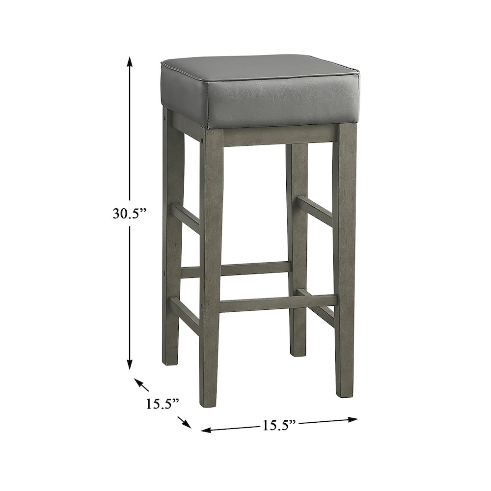 Pittsville Solid Wood 29" Height Square Stool, Set of 2 in Gray