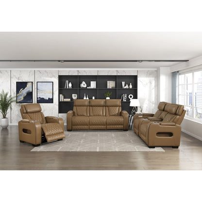 Fairway Faux Leather Power Reclining Chair with Power Headrest in Brown