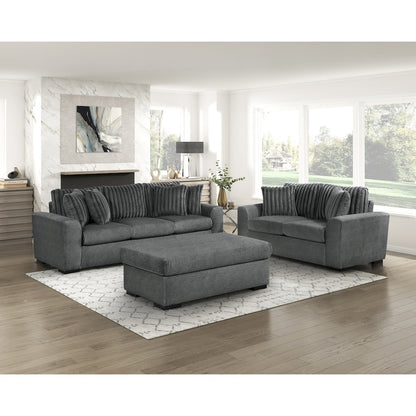 Athena Textured Ottoman in Dark Gray
