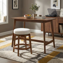 Asian Hardwood Swivel Counter Height Bar Stool for Kitchen Island, Brown