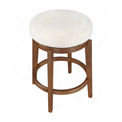 Asian Hardwood Swivel Counter Height Bar Stool for Kitchen Island, Brown