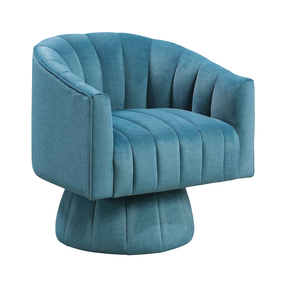 Lonita Velvet Swivel Chair in Dark Teal