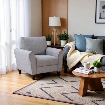 Dark Gray Upholstered Arm Chair, Elegant Accent Chair for Living Room Spaces