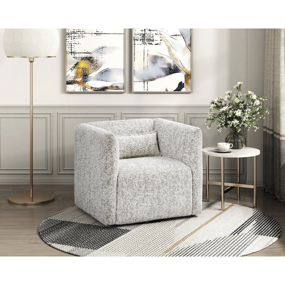 Vienna Jacquard Swivel Chair in Beige
