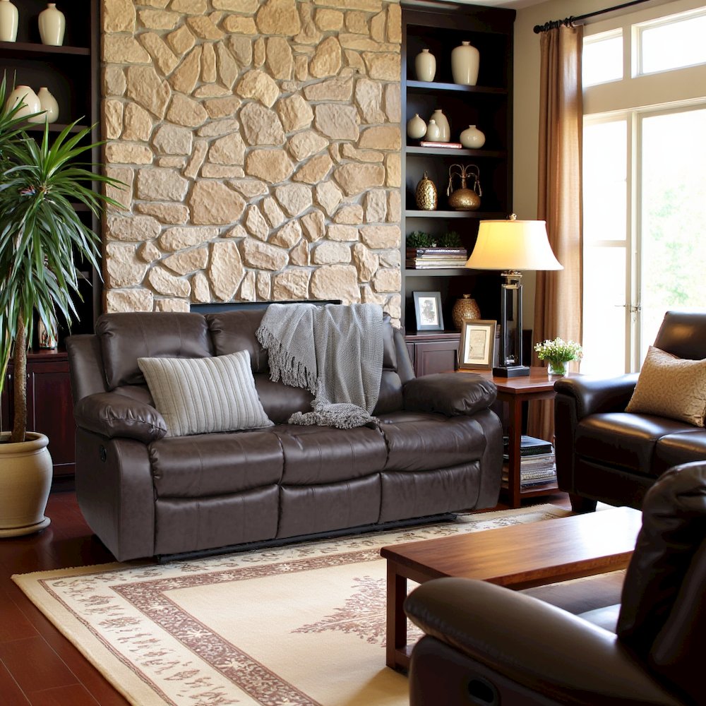 Brown Leather Recliner Sofa, Elegant Sofa Recliner for Living Rooms
