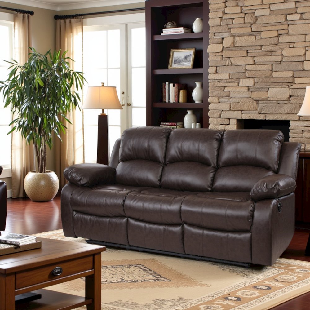 Brown Leather Recliner Sofa, Elegant Sofa Recliner for Living Rooms