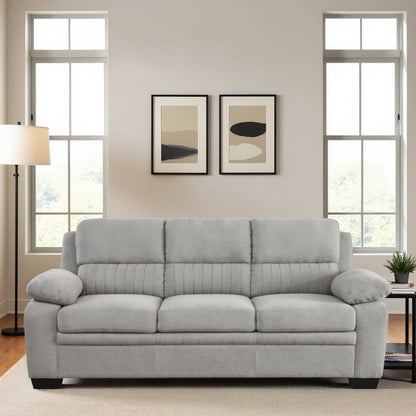 Gray Textured Fabric 3-Seater Couch Sofa Ideal for Living Room