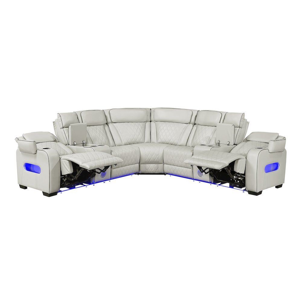 Fairway Faux Leather 3-Piece Power Reclining Sectional in Taupe