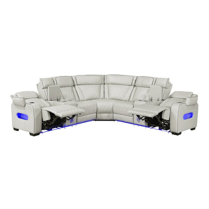 Fairway Faux Leather 3-Piece Power Reclining Sectional in Taupe