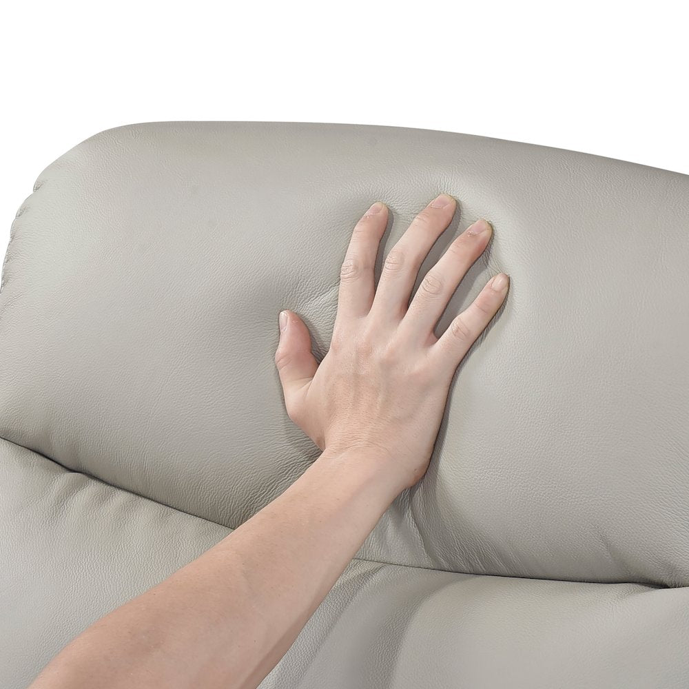 Leif Leather Power Reclining Chair in Light Gray
