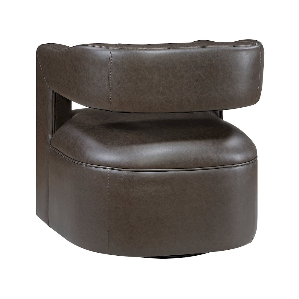 Sawyer Faux Leather Swivel Chair in Dark Coffee