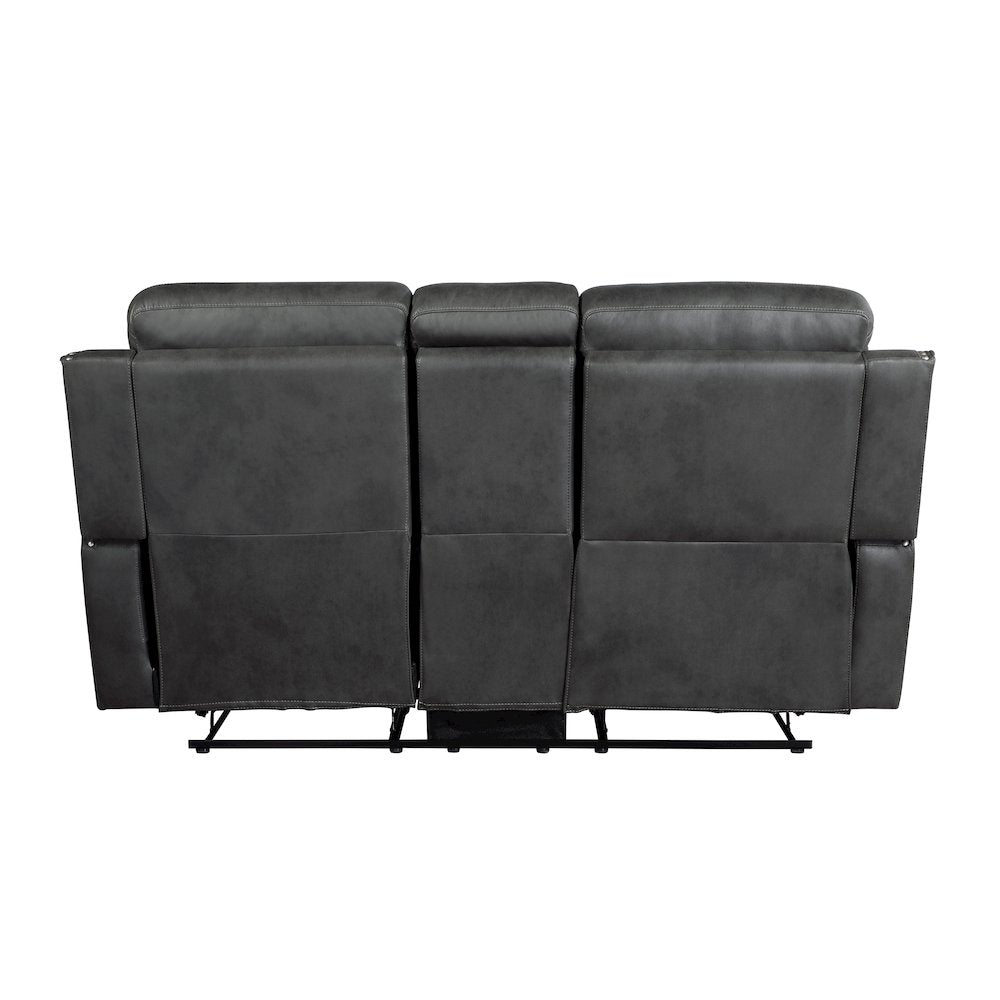 Kellen Microfiber Double Reclining Love Seat in Smoky Gray