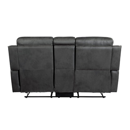 Kellen Microfiber Double Reclining Love Seat in Smoky Gray
