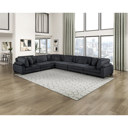 Traverse Corduroy 6-Piece Modular Sectional in Black
