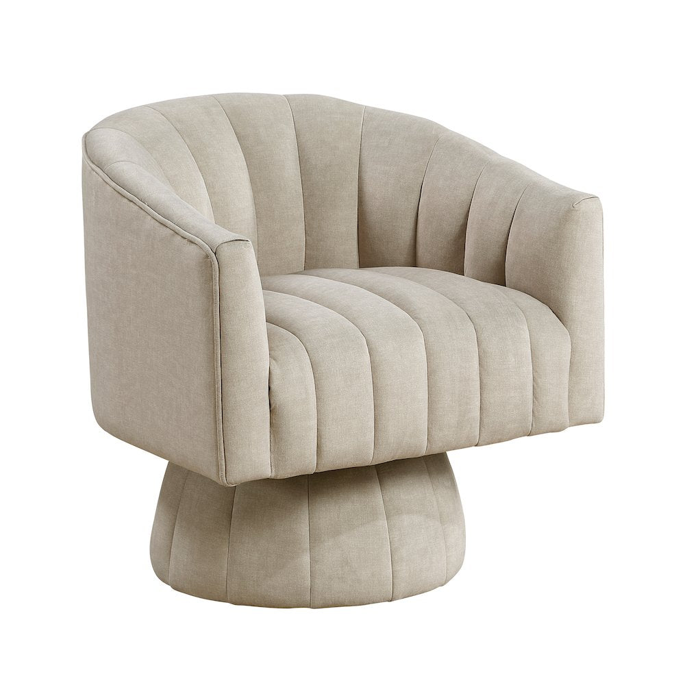 Lonita Velvet Swivel Chair in Taupe