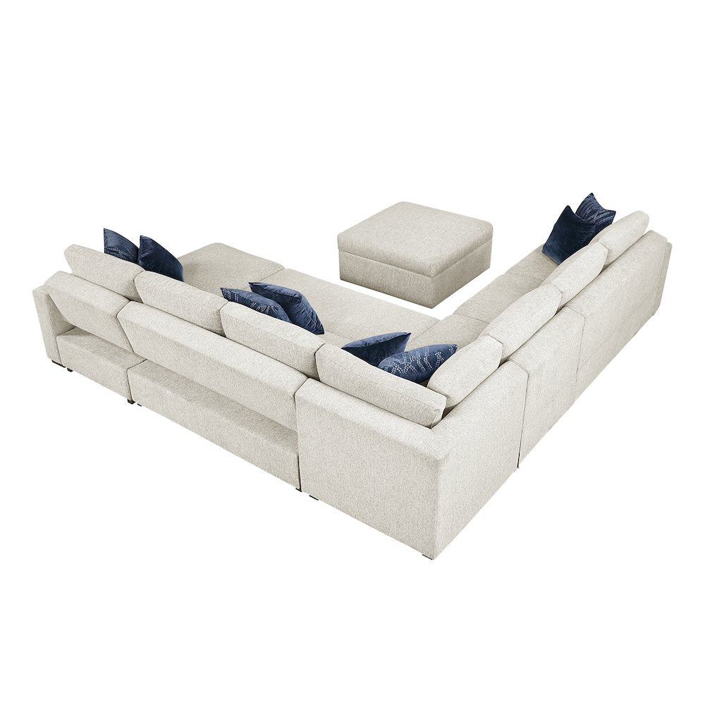 Isla Microfiber 6-Piece Sectional with Reversible Chaise in Beige