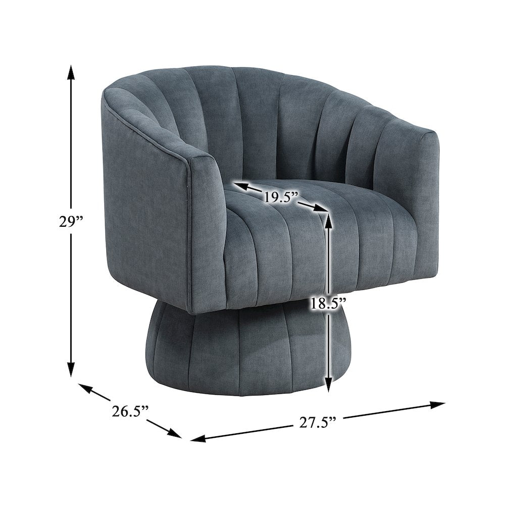 Lonita Velvet Swivel Chair in Dark Gray