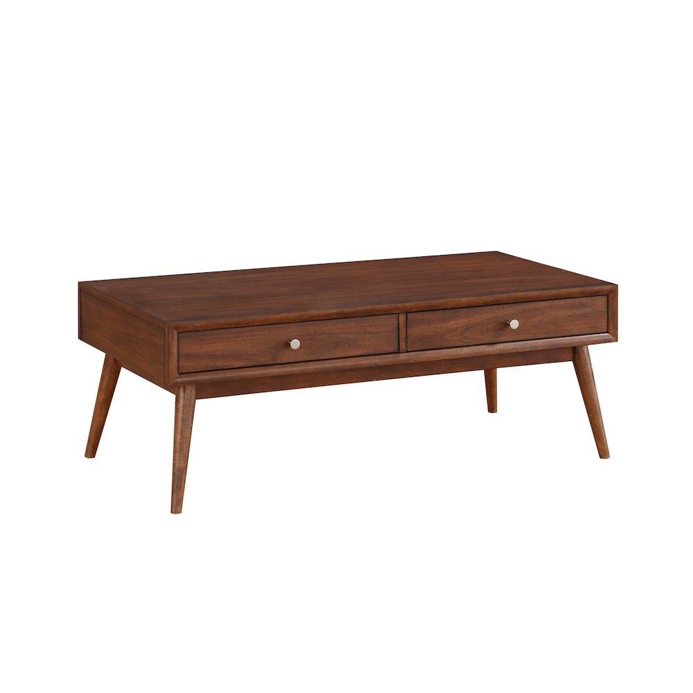 Frolic Rubberwood Cocktail Table with Two Functional Drawers in Brown