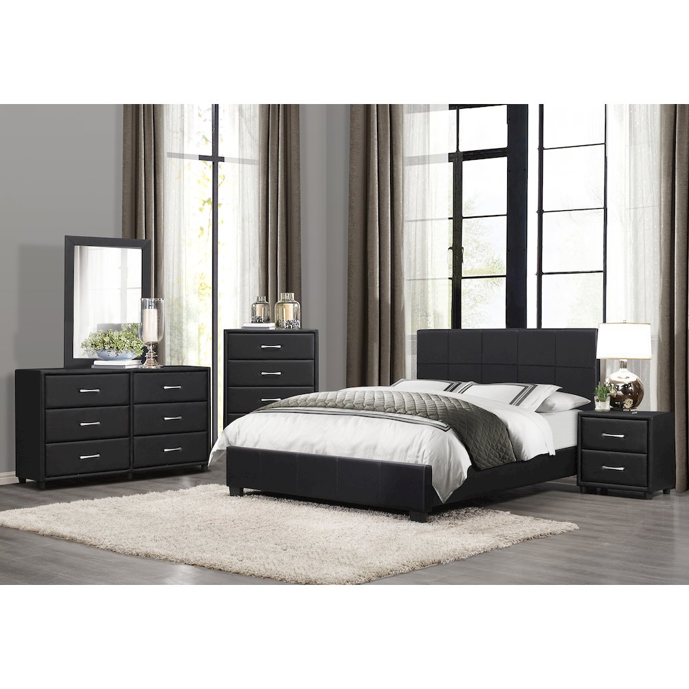 Lorenzi Faux Leather California King Bed in Black