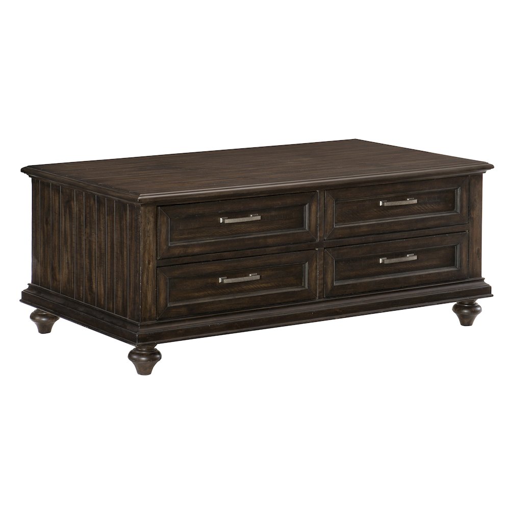 Cardano Asian Hardwood Cocktail Table with drawers in Driftwood Charcoal