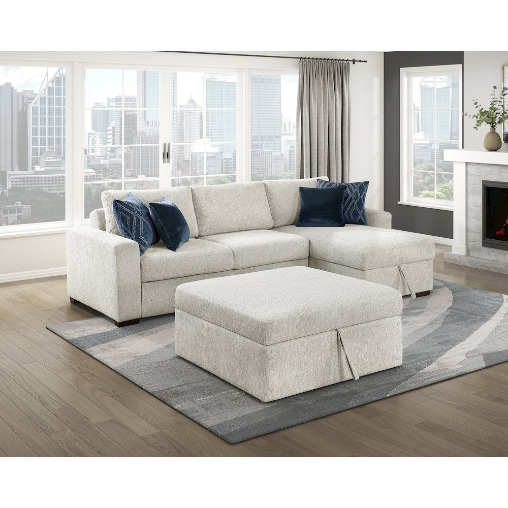 Isla Microfiber 3-Piece Sectional with Reversible Chaise in Beige