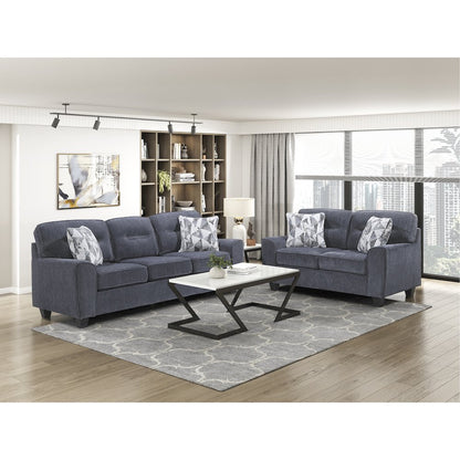 Bennett Chenille 2pc Set: Sofa, Love in Blue
