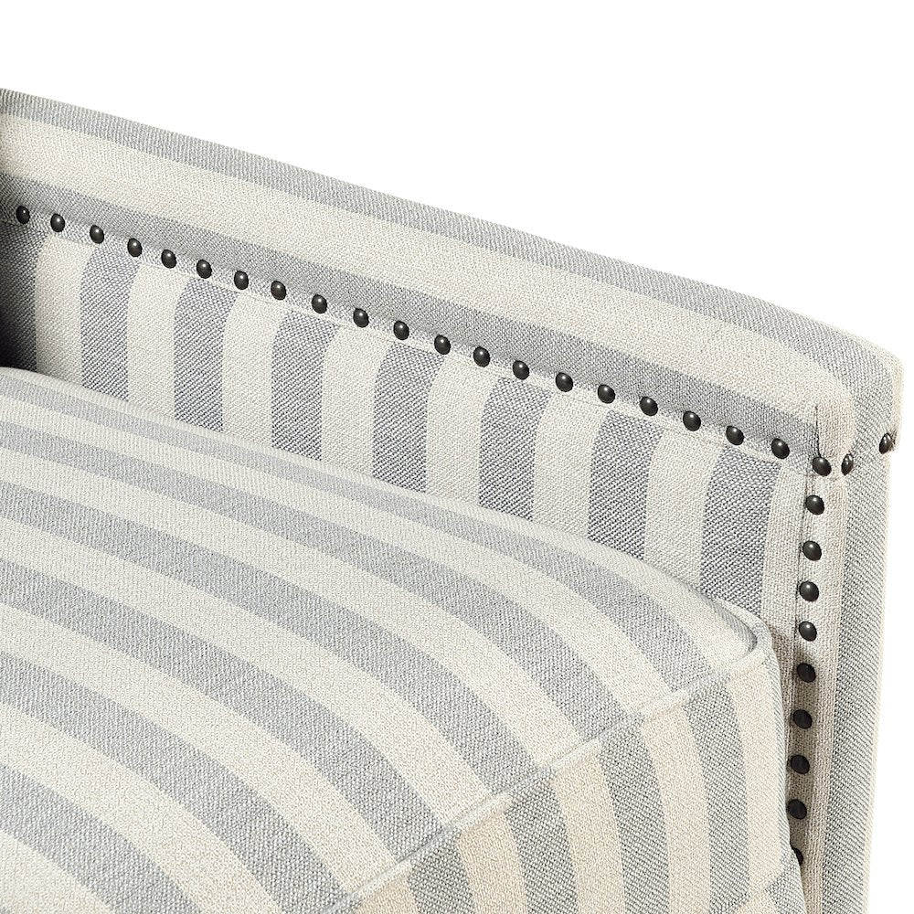 Landrum Textured PB Reclining Chair in Beige with Grayish Blue Stripe