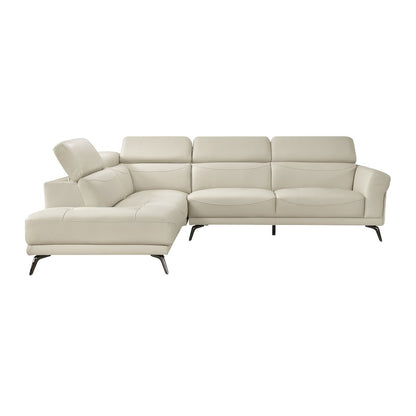 Giselle Leather 2-Piece Sectional with Left Side Chaise in Beige