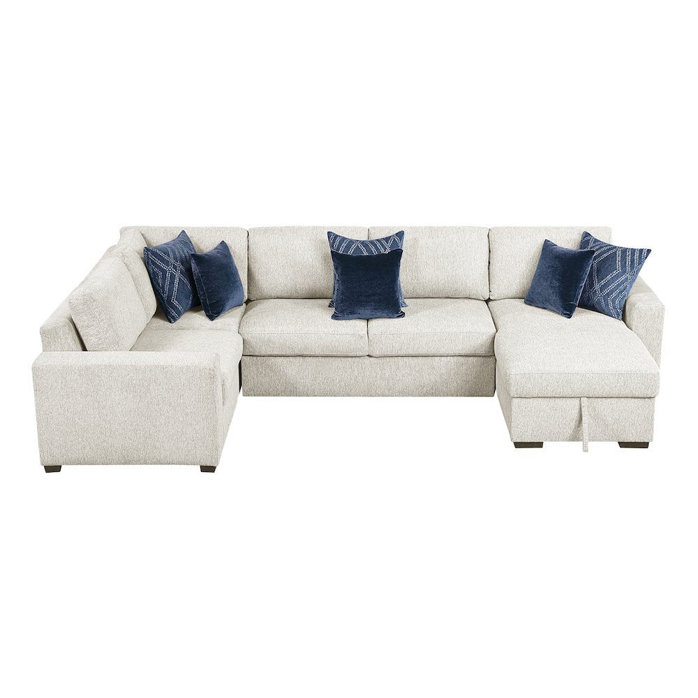 Isla Microfiber 4-Piece Sectional with Reversible Chaise in Beige