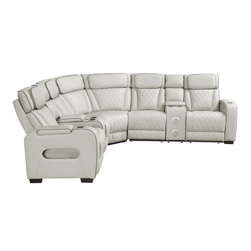 Fairway Faux Leather 3-Piece Power Reclining Sectional in Taupe