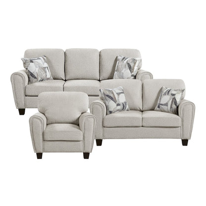 Lemond Chenille 3pc Set: Sofa, Love, Chair in Gray