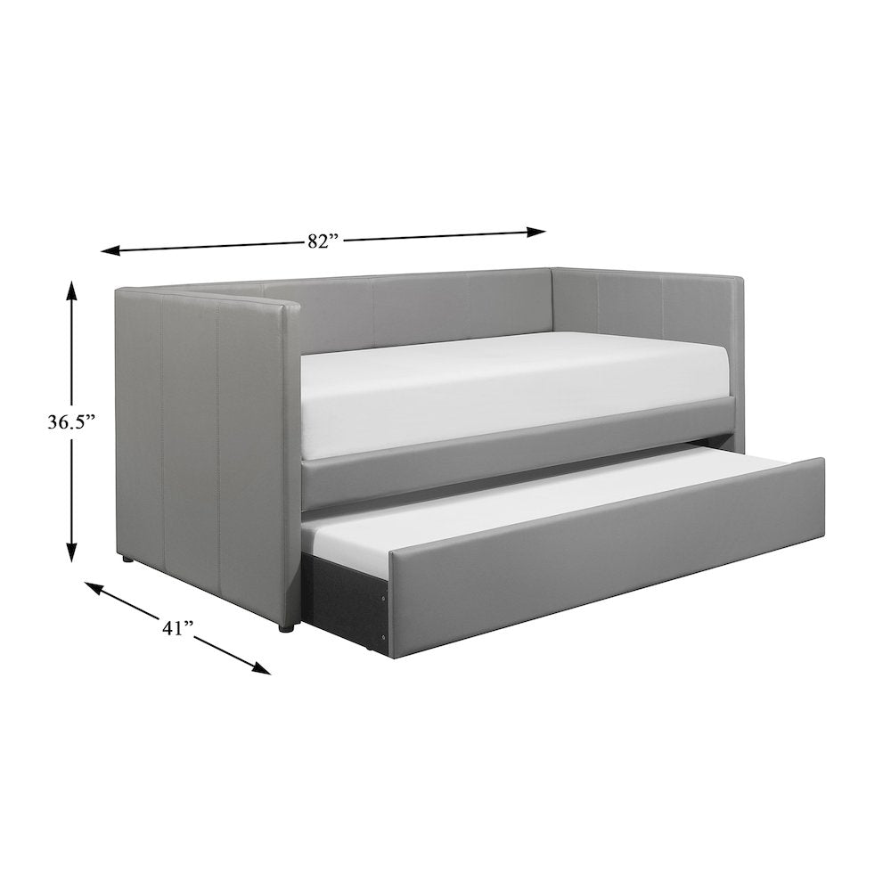 Adra Faux Leather Daybed in Gray