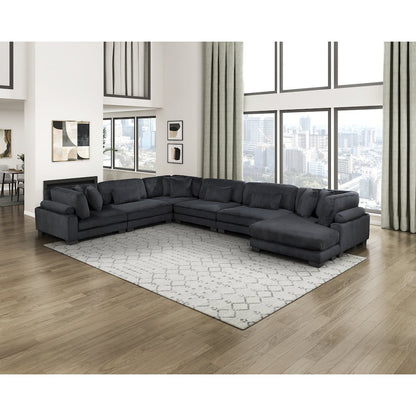 Traverse Corduroy 6-Piece Modular Sectional with chaise in Black